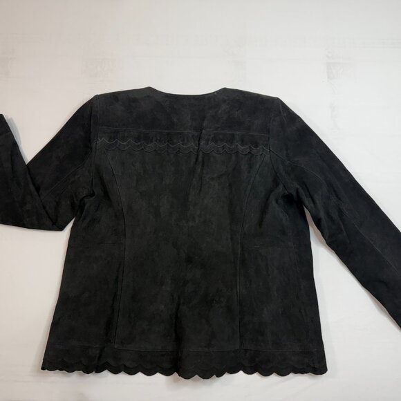 NWOT! Black Suede Leather Jacket - Dennis Basso SIZE 14 - Picture 3 of 10